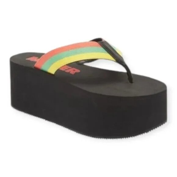 Simon Miller Foami Platform Thong Sandals Size 38 Black Yellow Green Red
